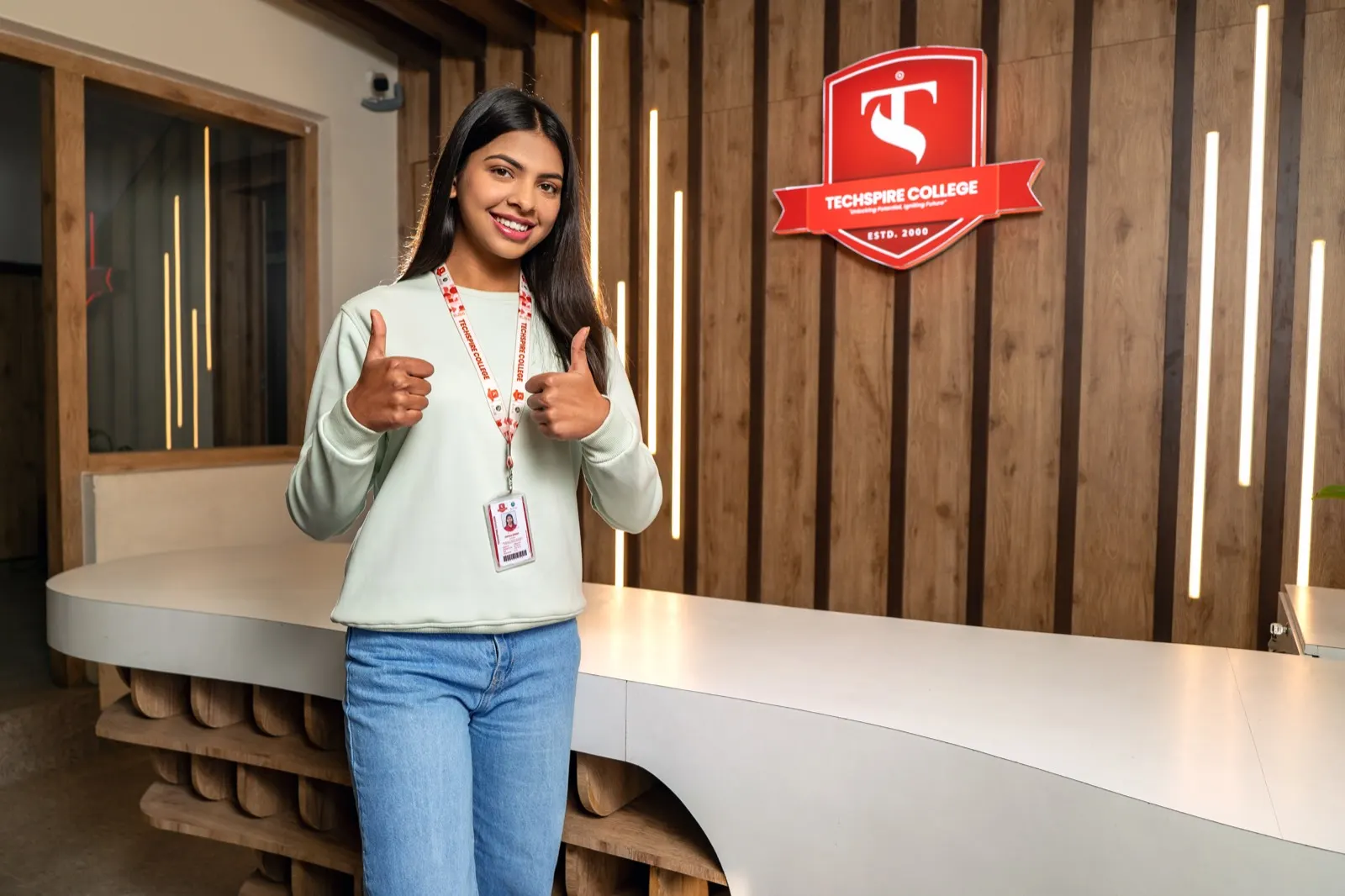 Techspire student inside the campus